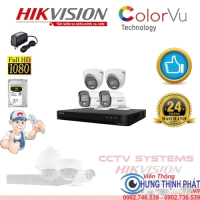 TRỌN BỘ 4 CAMERA QUAN SÁT HIKVISION FULL COLOR 2.0 MPX